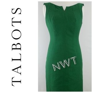 Talbots emerald green sheath midi dress 8P